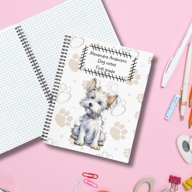 Cute Cartoon Westi Puppy on Paws Print  Notebook (Creator Uploaded)