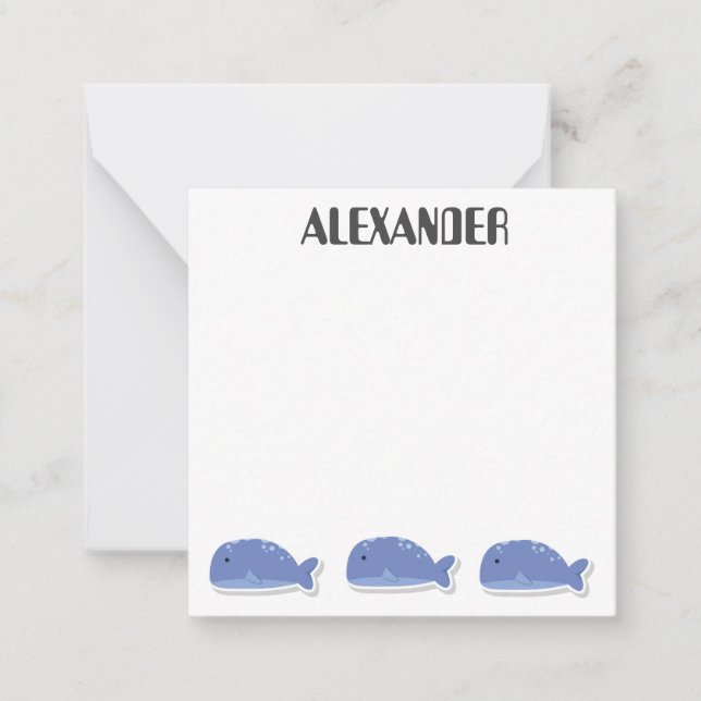 Cute cartoon Whale Personalized Card (Front)