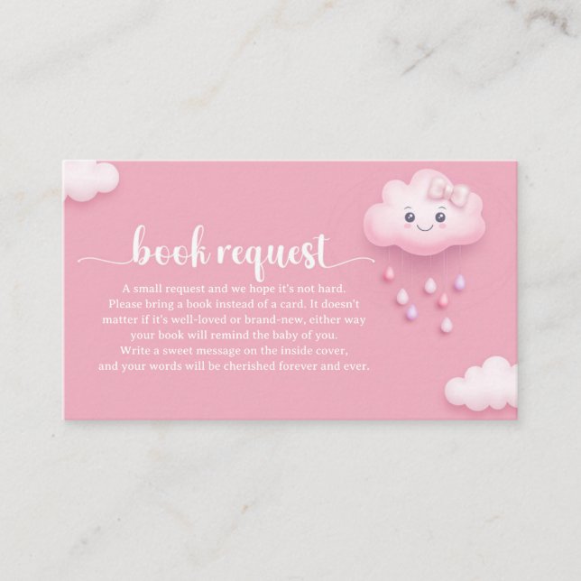 Cute cartoon white fluffy cloud nine book request enclosure card (Front)