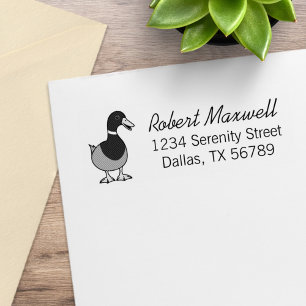 Cute Cartoon Wild Mallard Duck Return Address Rubber Stamp