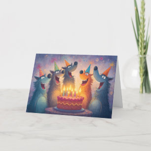 Cute Cartoon Wolves - Leader of the Pack Birthday  Card