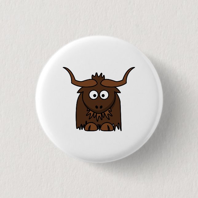 Cute Cartoon Yak 1 Inch Round Button (Front)
