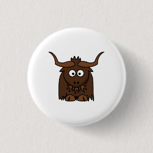 Cute Cartoon Yak 1 Inch Round Button