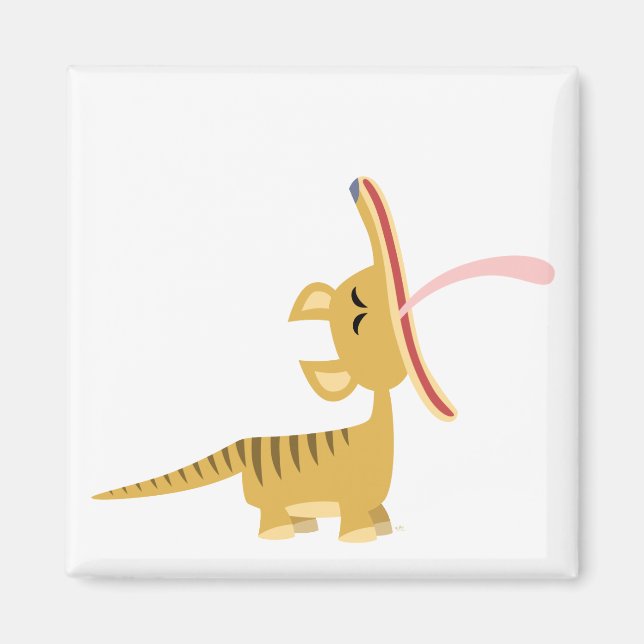 Cute Cartoon Yawning Thylacine Magnet (Front)