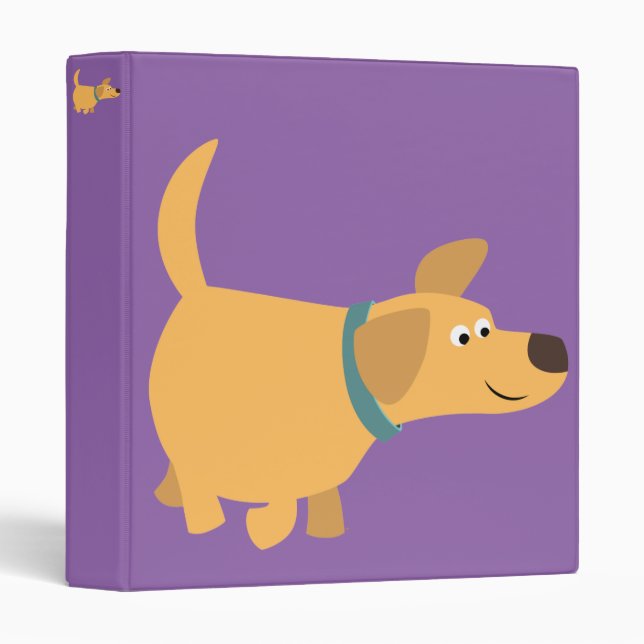 Cute Cartoon Yellow Labrador Retriever Binder (Front/Spine)