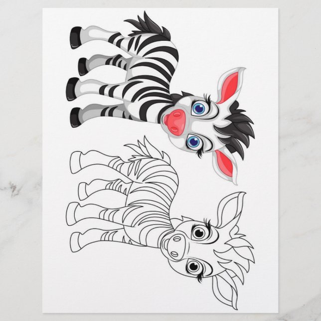 Cute Cartoon zebra colouring page (Front)