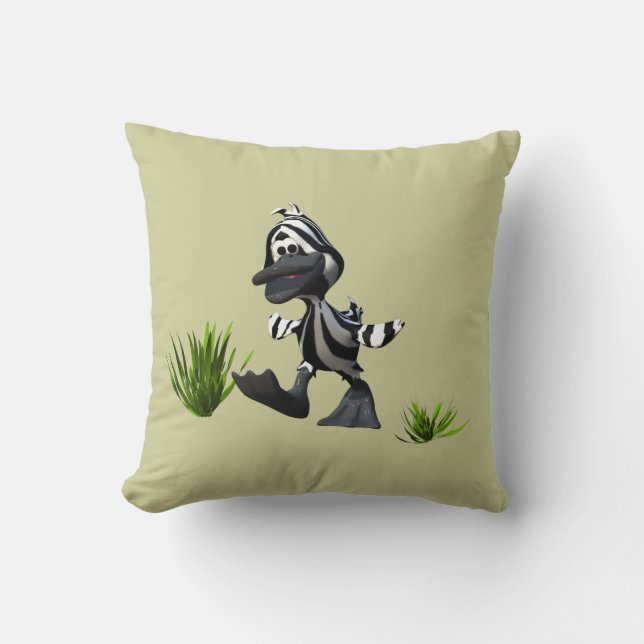 Cute Cartoon Zebra Duck Throw Pillow (Front)
