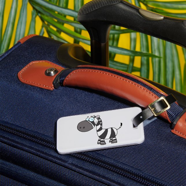 Cute Cartoon Zebra Funny Animal Character Luggage Tag (Creator Uploaded)