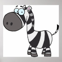 Cute Cartoon Zebra Funny Animal Character