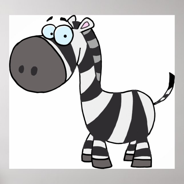 Cute Cartoon Zebra Funny Animal Character Poster (Front)
