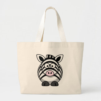 Cute Cartoon Zebra Large Tote Bag
