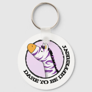 Cute Cartoon Zebra with Colourful Stripes Keychain