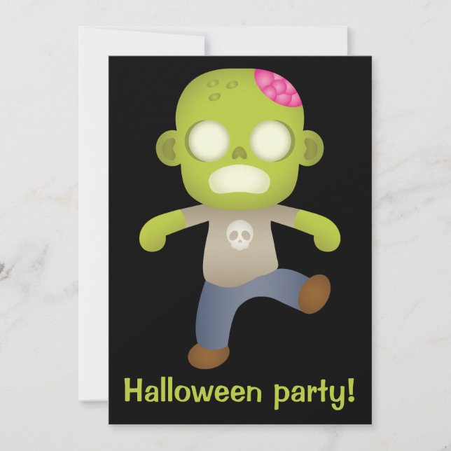 Cute Cartoon Zombie Invitation (Front)
