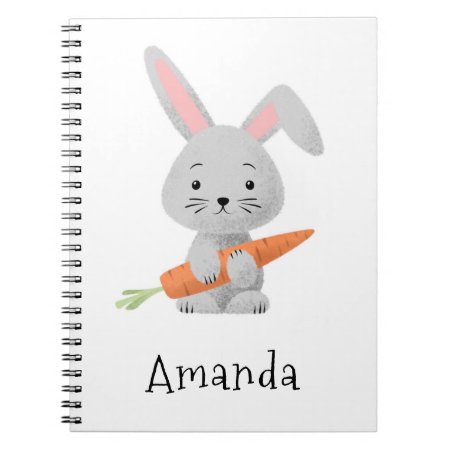 Cute Cartoony Fluffy Bunny Carrot Girl's Notebook