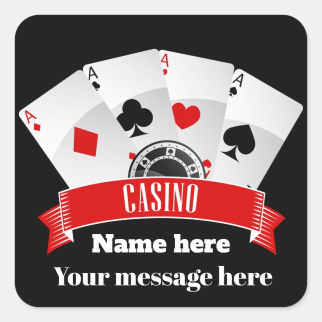 Cute casino party add name message sticker (Front)