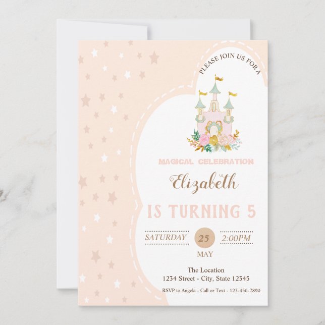 Cute Castle Stars Birthday  Invitation (Front)