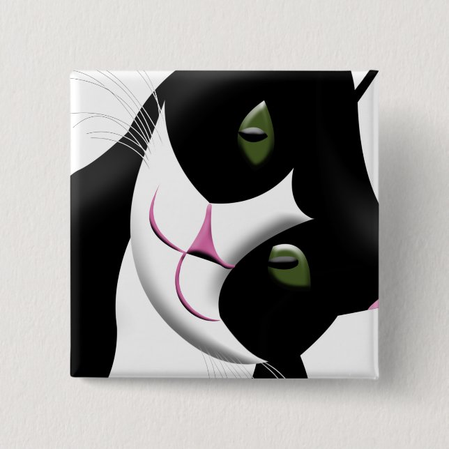 Cute Cat 2 Inch Square Button (Front)