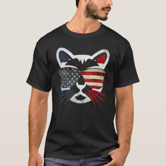 Cute Cat American Patriotic Tee Cat 4th July Usa F