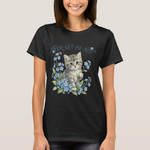 Cute cat & flowers fur-get-me-not gift women T-Shirt