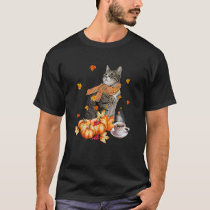 Cute Cat Amp Pumpkin Spice  Cat  Fall Thanksgiving T-Shirt