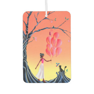Cute Cat and Ballerina Sunset Tree Air Freshener