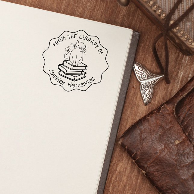 Cute Cat and Books, From the Library Of,  Rubber Stamp (Creator Uploaded)