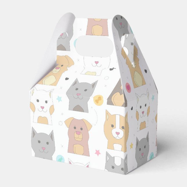Cute Cat and Dog Pattern Favor Box (Back Side)