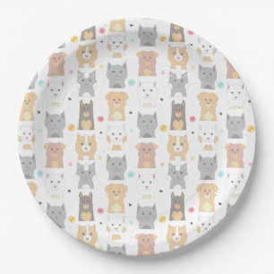 Cute Cat and Dog Pattern Paper Plate