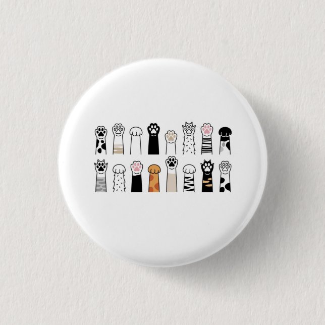 cute cat and dog paws 1 inch round button (Front)