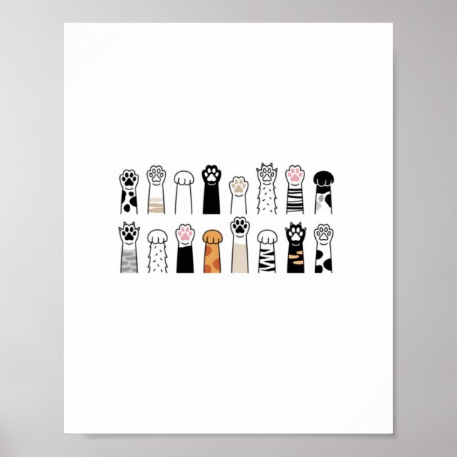 cute cat and dog paws poster (Front)