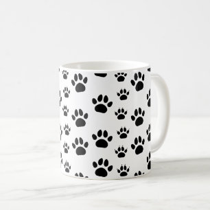 Cute Cat and Dog Pet Paw Prints Black White Coffee Mug