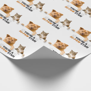 Cute Cat and Dog SuPAW Star Wrapping Paper
