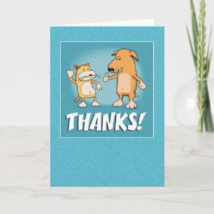 Cute Cat and Dog Thank You Card