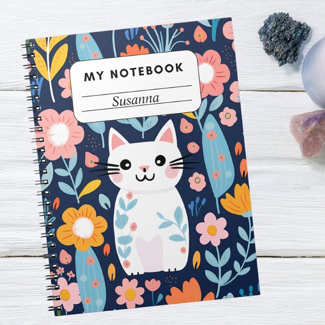 Cute Cat and Floral Pattern Notebook (Creator Uploaded)