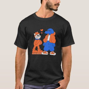 cute cat and grumpy dog T-Shirt
