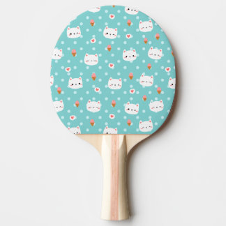 Cute Cat and Ice Cream Pattern Ping Pong Paddle