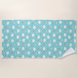 Cute Cat and Ice Cream Pattern Towel