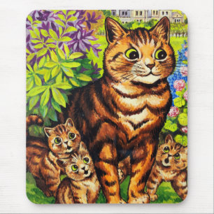 Cute cat and kittens drawing by Louis Wain Mouse Pad