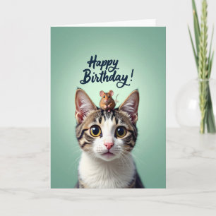 Cute Cat And Mouse Birthday Card