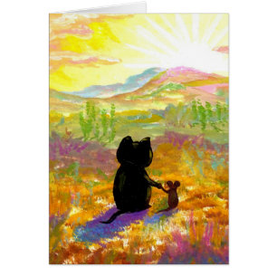 Cute Cat and Mouse Desert Painting Creationarts