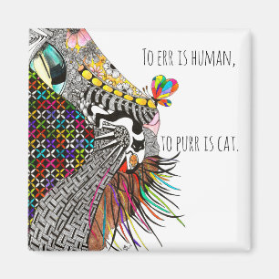 Cute Cat and Mouse Illustration Magnet