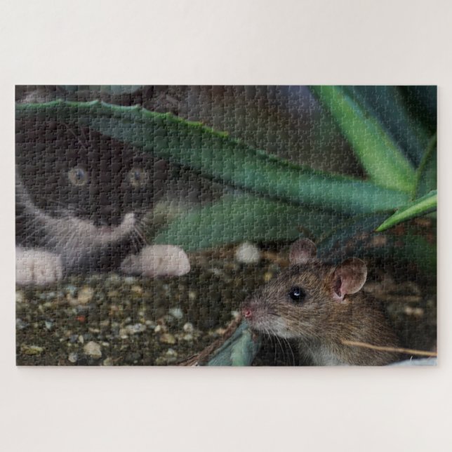 Cute Cat and Mouse Jigsaw Puzzle (Horizontal)