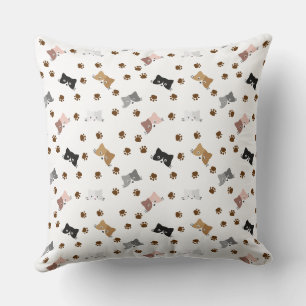 Cute cat and paws   throw pillow