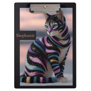 Cute Cat and Personalized Name Design Clipboard