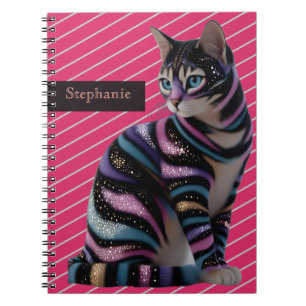Cute Cat and Personalized Name Design Notebook