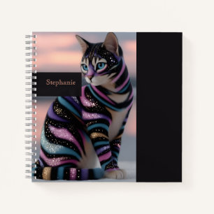 Cute Cat and Personalized Name Design Notebook