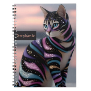 Cute Cat and Personalized Name Design Notebook