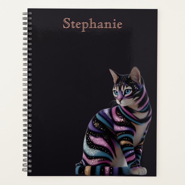 Cute Cat and Personalized Name Design Planner (Front)