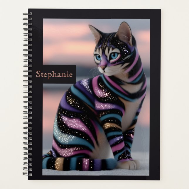 Cute Cat and Personalized Name Design Planner (Front)