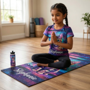 Cute Cat and Personalized Name Design Yoga Mat